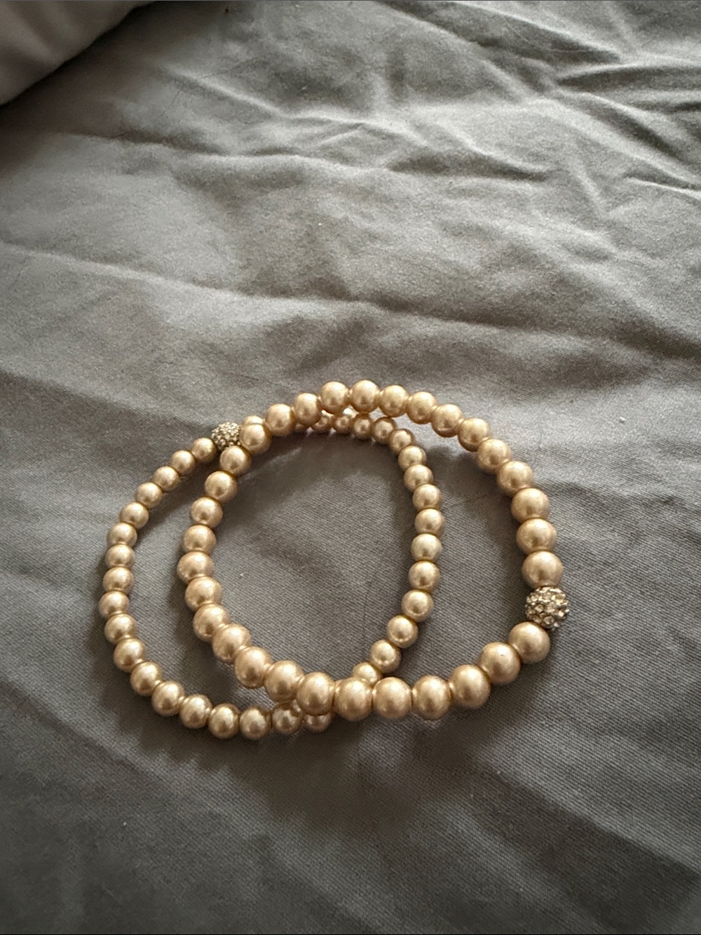 Elegant Champagne Pearl Stretch Bracelet Set - Women's Jewelry